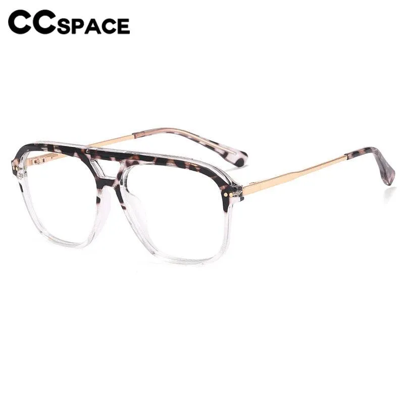 CCspace Unisex Full Rim Square Double Bridge Tr 90 Titanium Eyeglasses 56714