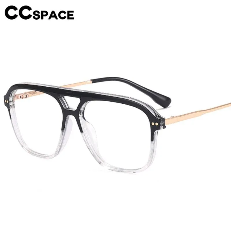 CCspace Unisex Full Rim Square Double Bridge Tr 90 Titanium Eyeglasses 56714