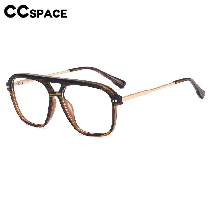 CCspace Unisex Full Rim Square Double Bridge Tr 90 Titanium Eyeglasses 56714