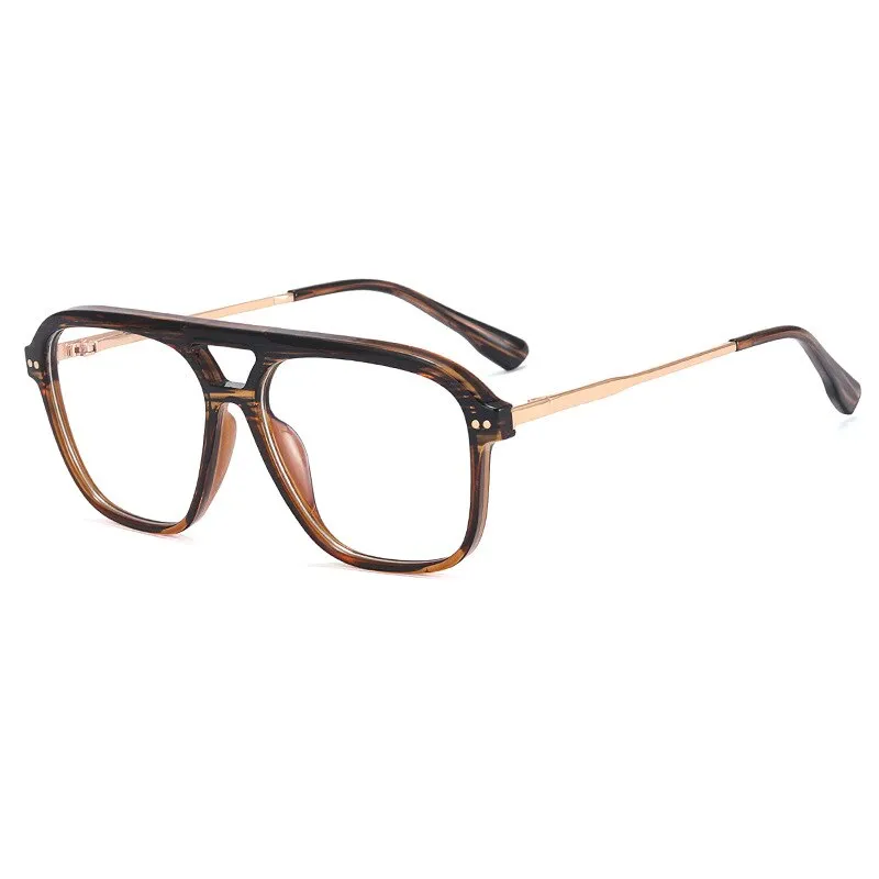 CCspace Unisex Full Rim Square Double Bridge Tr 90 Titanium Eyeglasses 56714