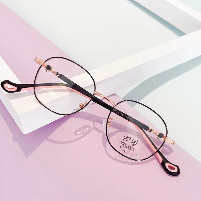 CCspace Unisex Youth Full Rim Oval Alloy Eyeglasses 56566