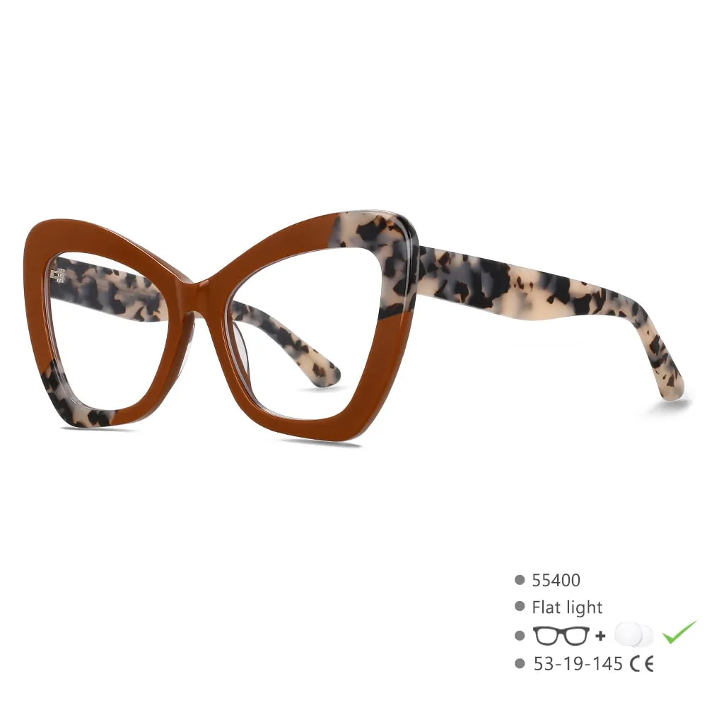 CCspace Women's Ful Rim Square Cat Eye Acetate Eyeglasses 55400