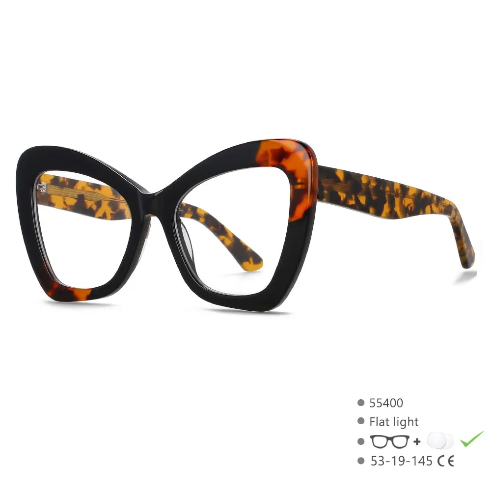 CCspace Women's Ful Rim Square Cat Eye Acetate Eyeglasses 55400