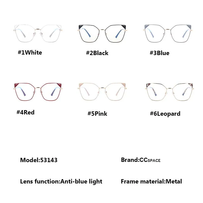 CCspace Women's Full Rim Cat Eye Acetate Alloy Frame Eyeglasses 53143