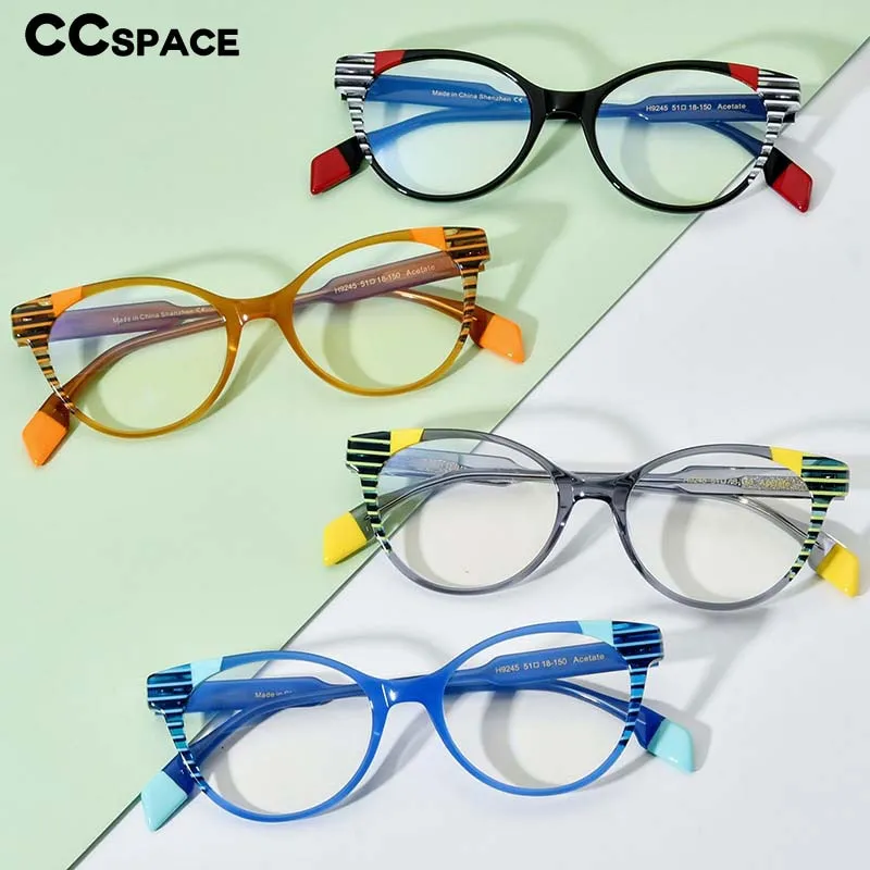CCspace Women's Full Rim Cat Eye Acetate Eyeglasses 55058