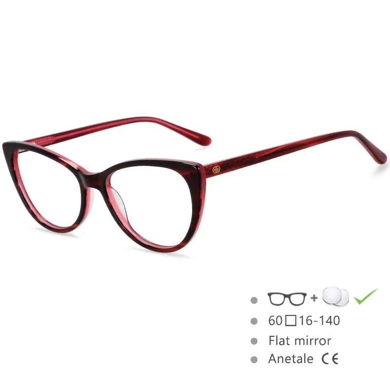 CCspace Women's Full Rim Cat Eye Acetate Frame Eyeglasses 54551