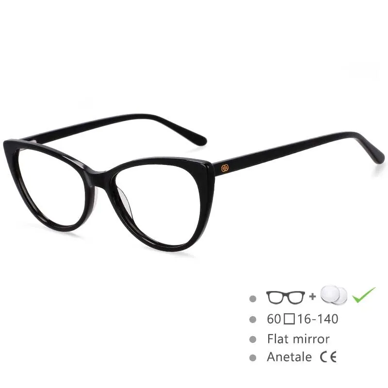 CCspace Women's Full Rim Cat Eye Acetate Frame Eyeglasses 54551