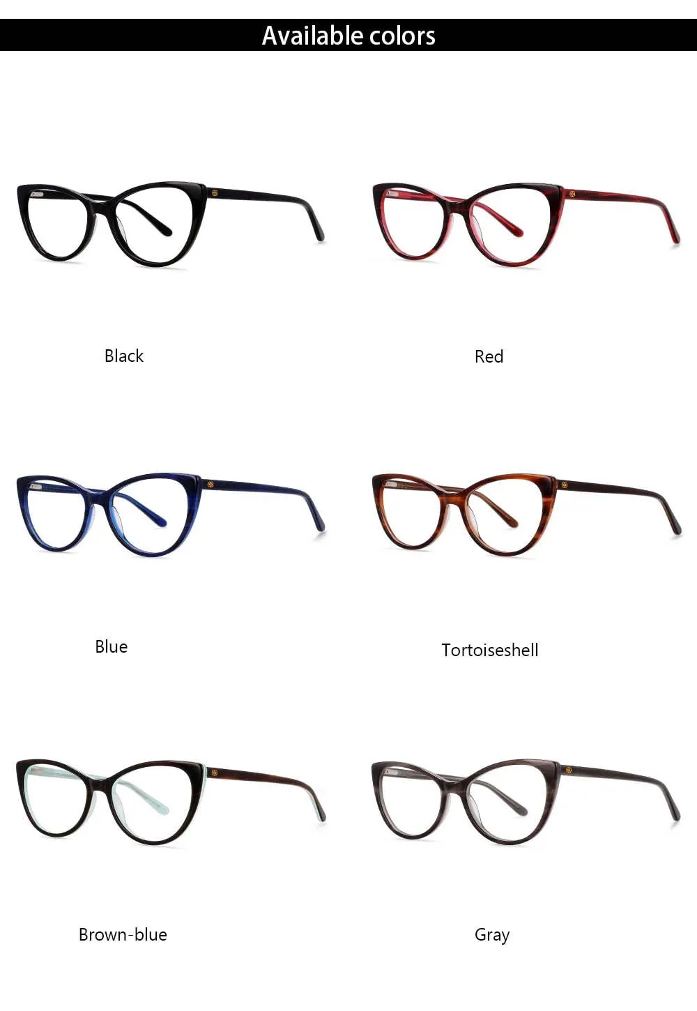 CCspace Women's Full Rim Cat Eye Acetate Frame Eyeglasses 54551