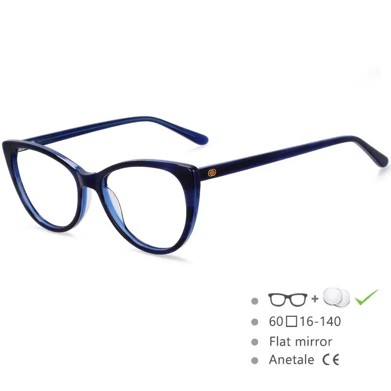 CCspace Women's Full Rim Cat Eye Acetate Frame Eyeglasses 54551