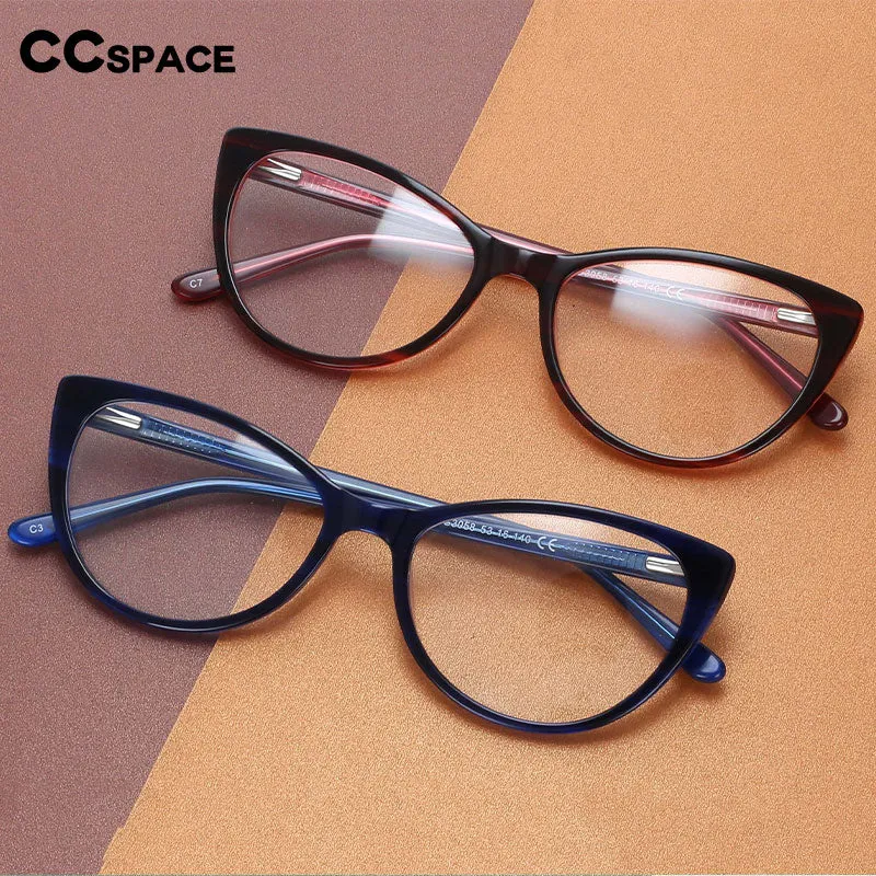 CCspace Women's Full Rim Cat Eye Acetate Frame Eyeglasses 54551