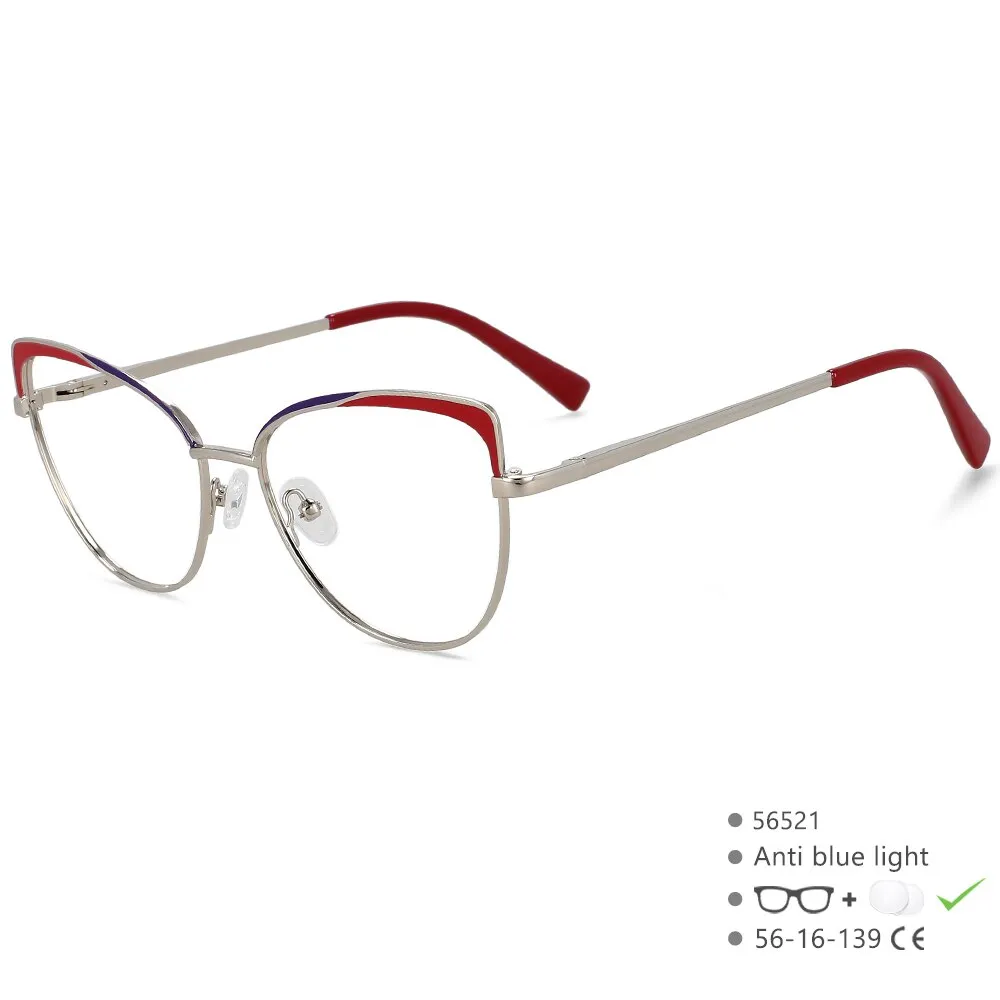 CCspace Women's Full Rim Cat Eye Alloy Eyeglasses 56521