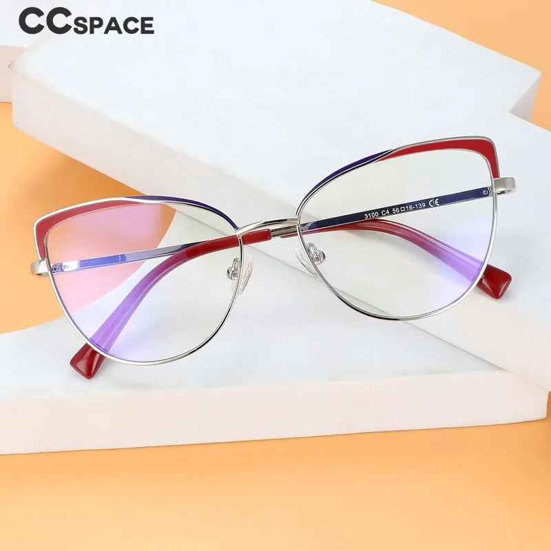 CCspace Women's Full Rim Cat Eye Alloy Eyeglasses 56521