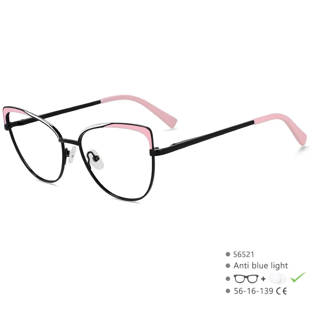 CCspace Women's Full Rim Cat Eye Alloy Eyeglasses 56521