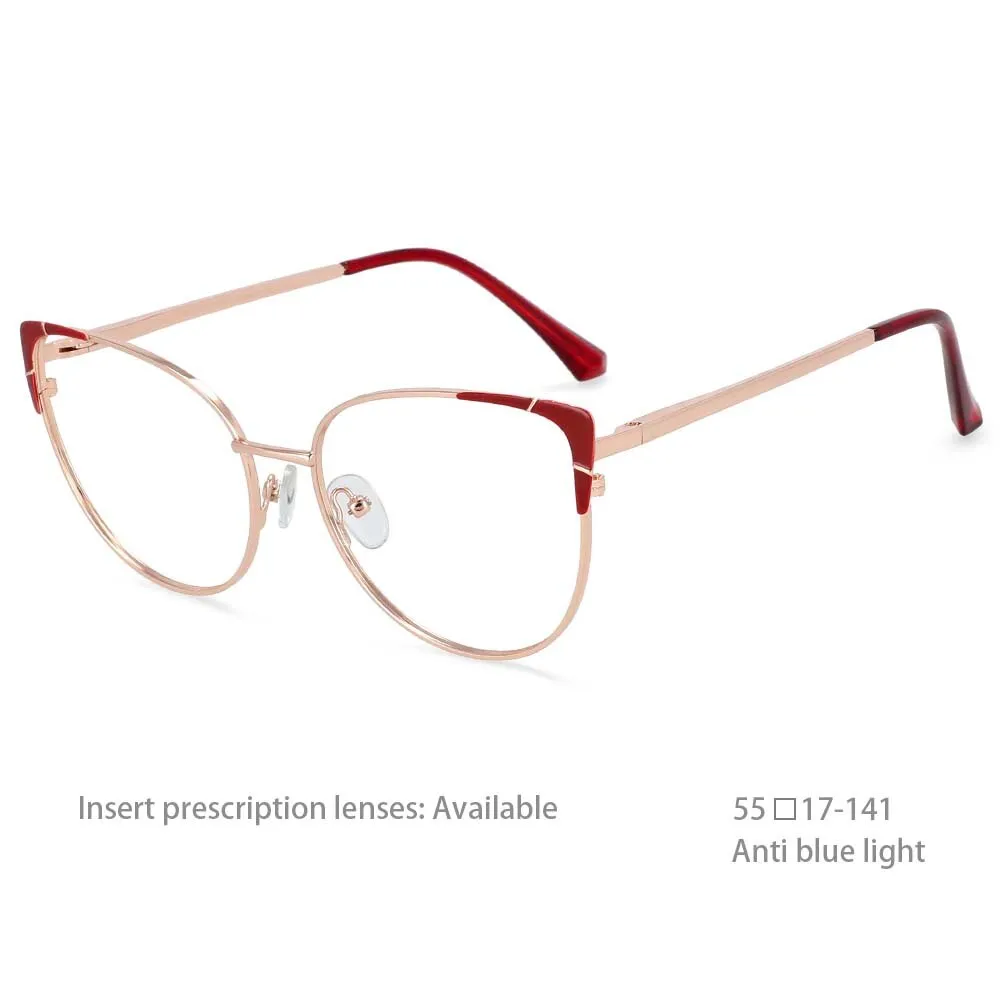 CCspace Women's Full Rim Cat Eye Alloy Frame Eyeglasses 54428