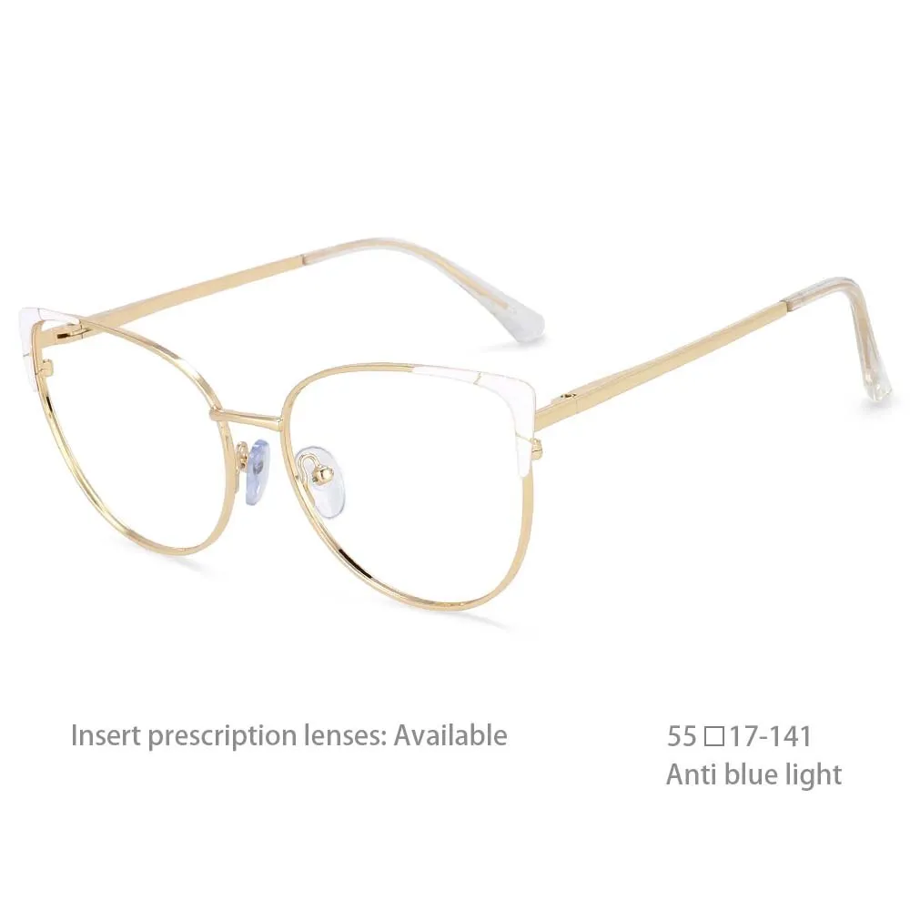 CCspace Women's Full Rim Cat Eye Alloy Frame Eyeglasses 54428