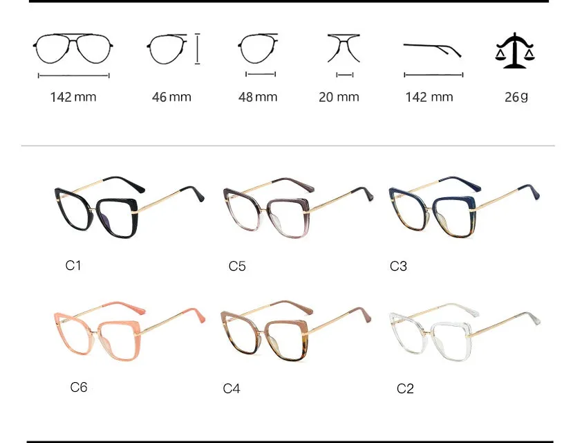 CCspace Women's Full Rim Cat Eye Tr 90 Titanium Frame Eyeglasses 48262
