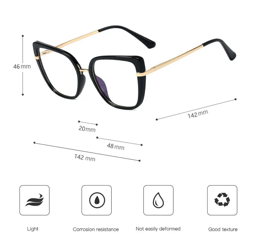 CCspace Women's Full Rim Cat Eye Tr 90 Titanium Frame Eyeglasses 48262