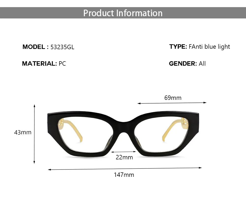 CCspace Women's Full Rim Oversized Cat Eye PC Resin Chain Leg Frame Eyeglasses 53235
