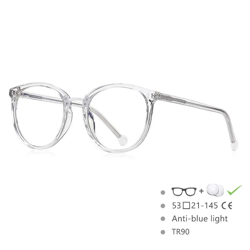 CCspace Women's Full Rim Oversized Round Tr 90 Titanium Frame Eyeglasses 54561