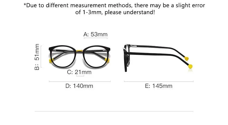 CCspace Women's Full Rim Oversized Round Tr 90 Titanium Frame Eyeglasses 54561