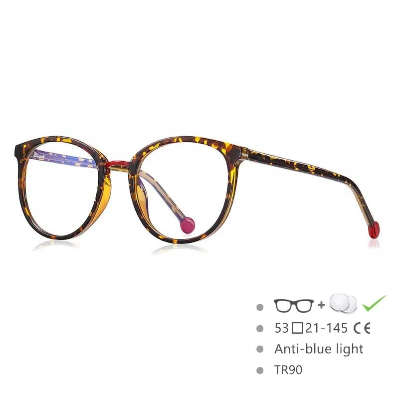 CCspace Women's Full Rim Oversized Round Tr 90 Titanium Frame Eyeglasses 54561