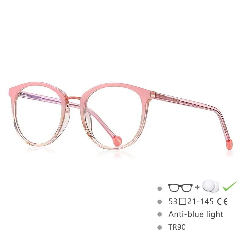 CCspace Women's Full Rim Oversized Round Tr 90 Titanium Frame Eyeglasses 54561