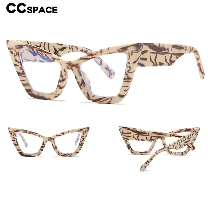 CCspace Women's Full Rim Oversized Square Cat Eye PC Eyeglasses 56294