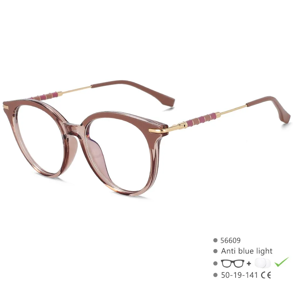 CCspace Women's Full Rim Round Acetate Alloy Eyeglasses 56609