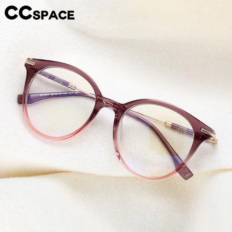 CCspace Women's Full Rim Round Acetate Alloy Eyeglasses 56609