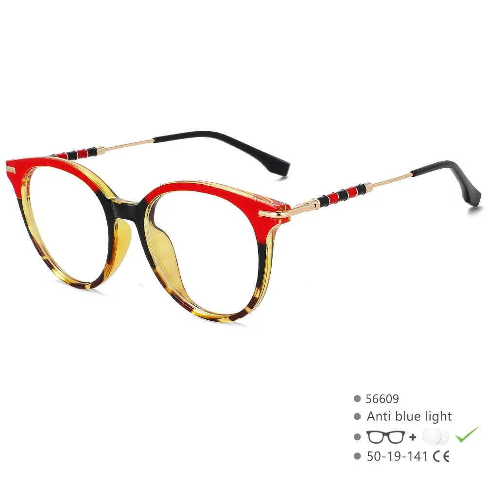 CCspace Women's Full Rim Round Acetate Alloy Eyeglasses 56609