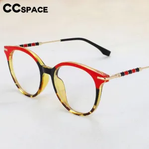 CCspace Women's Full Rim Round Acetate Alloy Eyeglasses 56609