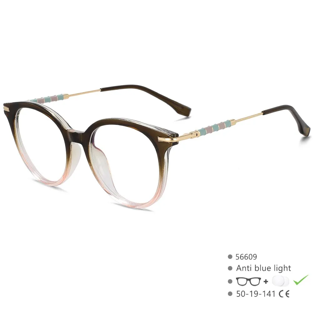 CCspace Women's Full Rim Round Acetate Alloy Eyeglasses 56609