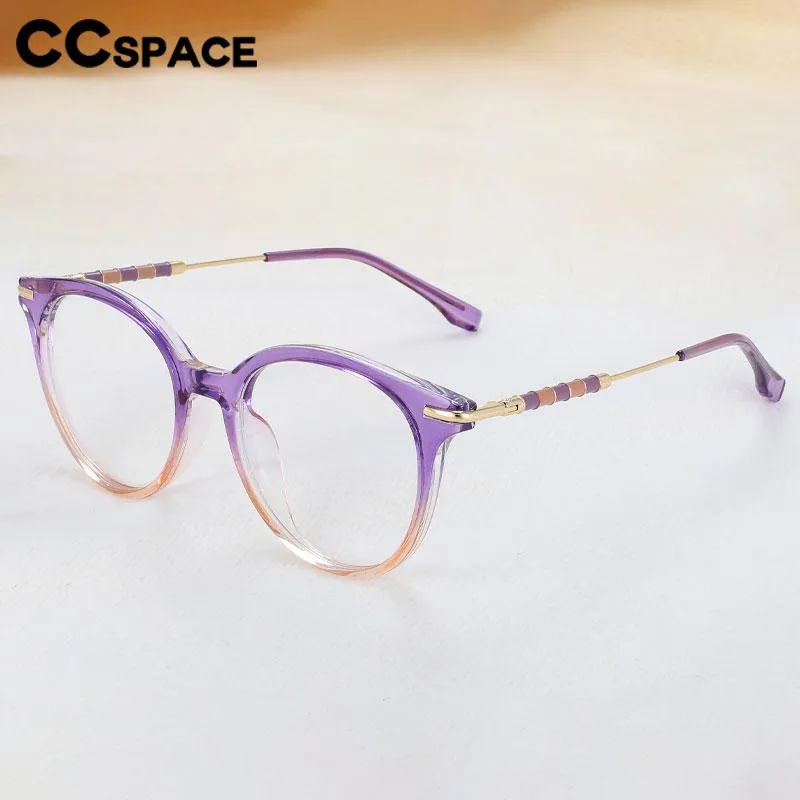 CCspace Women's Full Rim Round Acetate Alloy Eyeglasses 56609