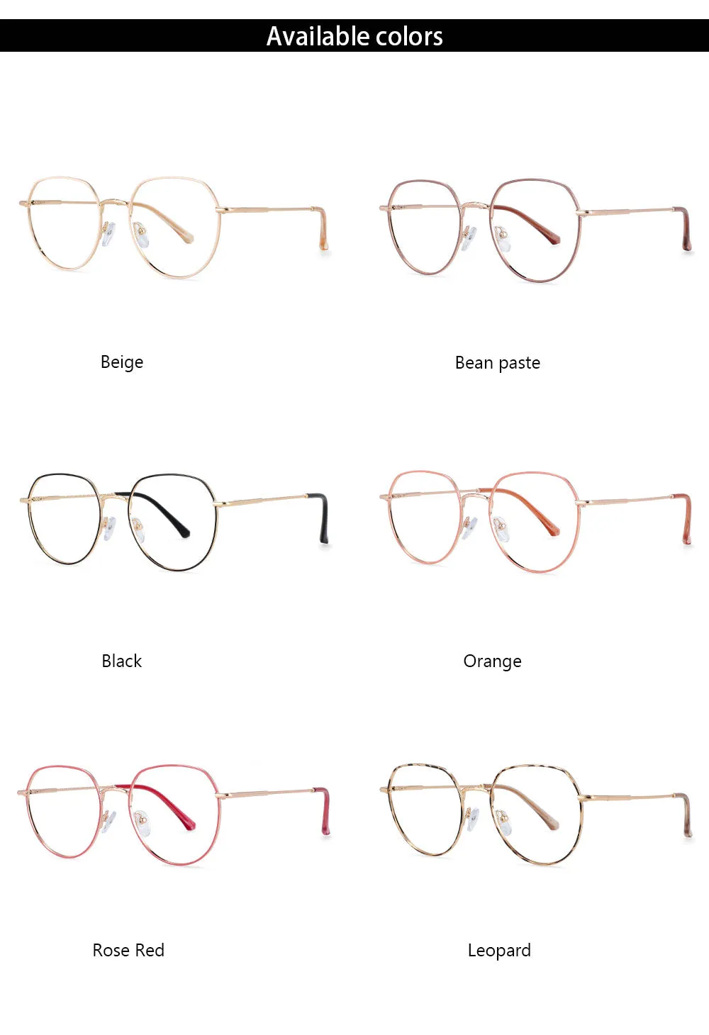 CCspace Women's Full Rim Round Alloy Frame Eyeglasses 54398