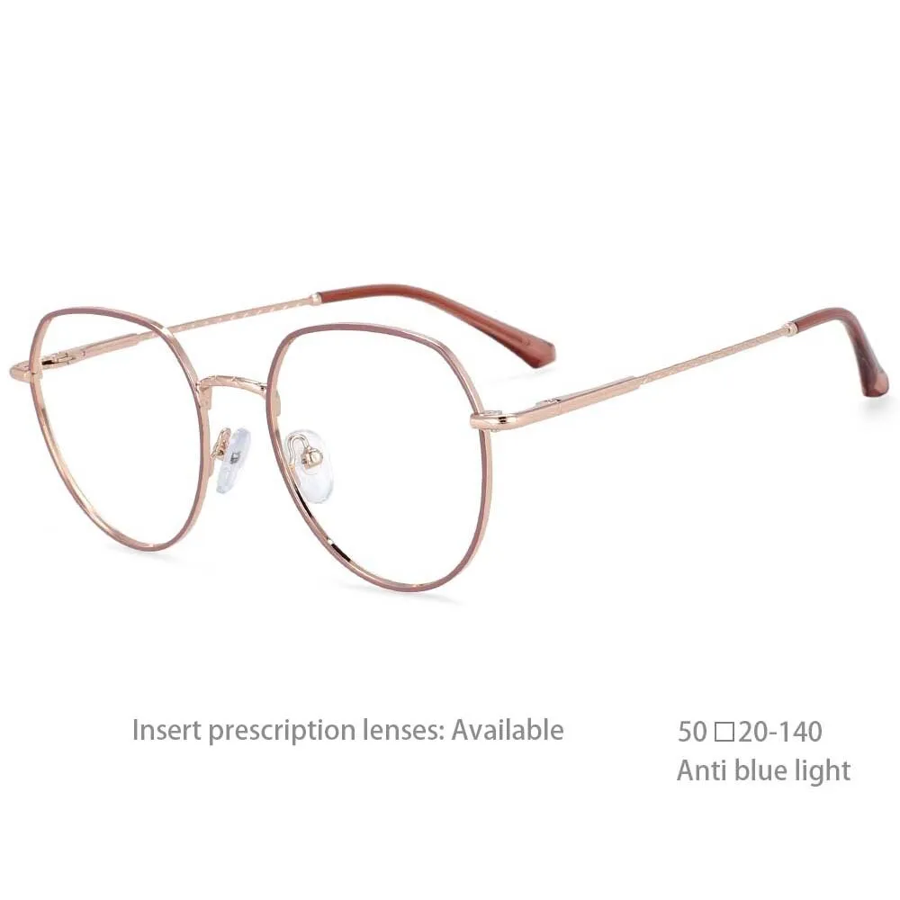 CCspace Women's Full Rim Round Alloy Frame Eyeglasses 54398