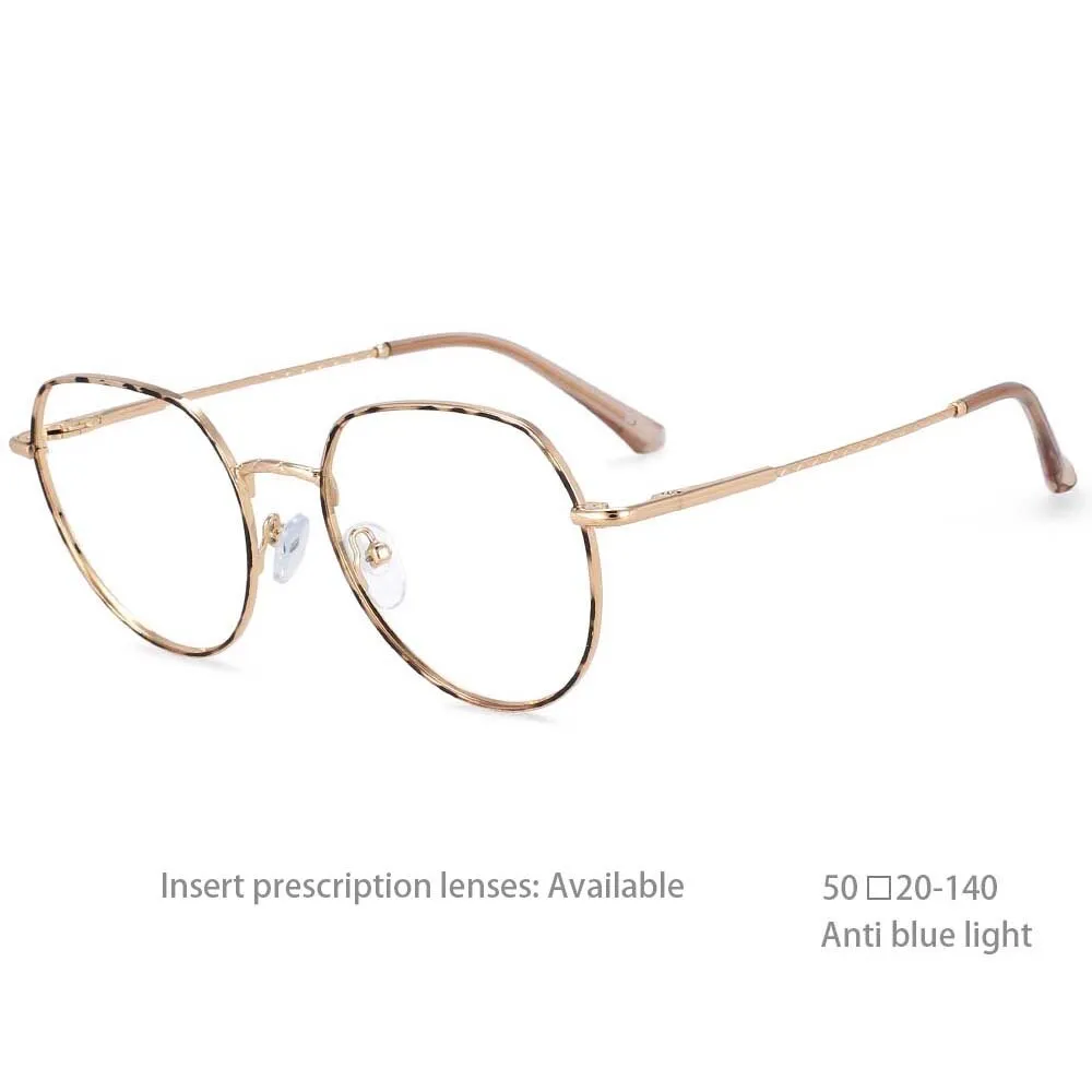 CCspace Women's Full Rim Round Alloy Frame Eyeglasses 54398