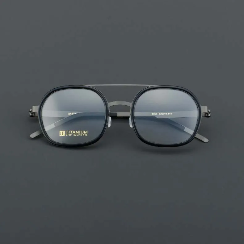 CCspace Women's Full Rim Round Square Double Bridge Titanium Acetate Eyeglasses 55022
