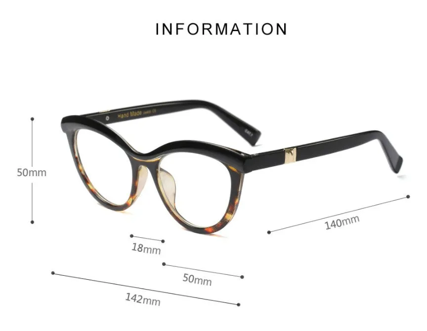 CCspace Women's Full Rim Square Brow Line Cat Eye Resin Frame Eyeglasses 45490