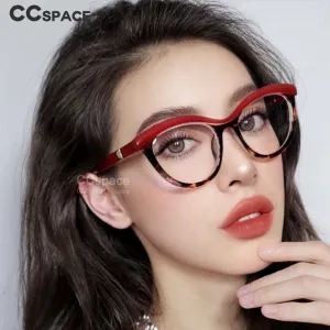 CCspace Women's Full Rim Square Brow Line Cat Eye Resin Frame Eyeglasses 45490