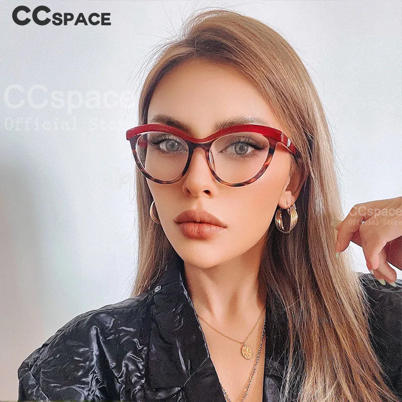 CCspace Women's Full Rim Square Brow Line Cat Eye Resin Frame Eyeglasses 45490