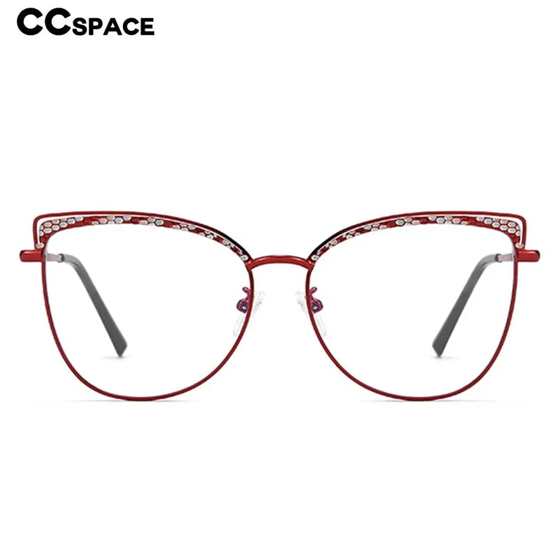 CCspace Women's Full Rim Square Cat Eye Alloy Eyeglasses 55938
