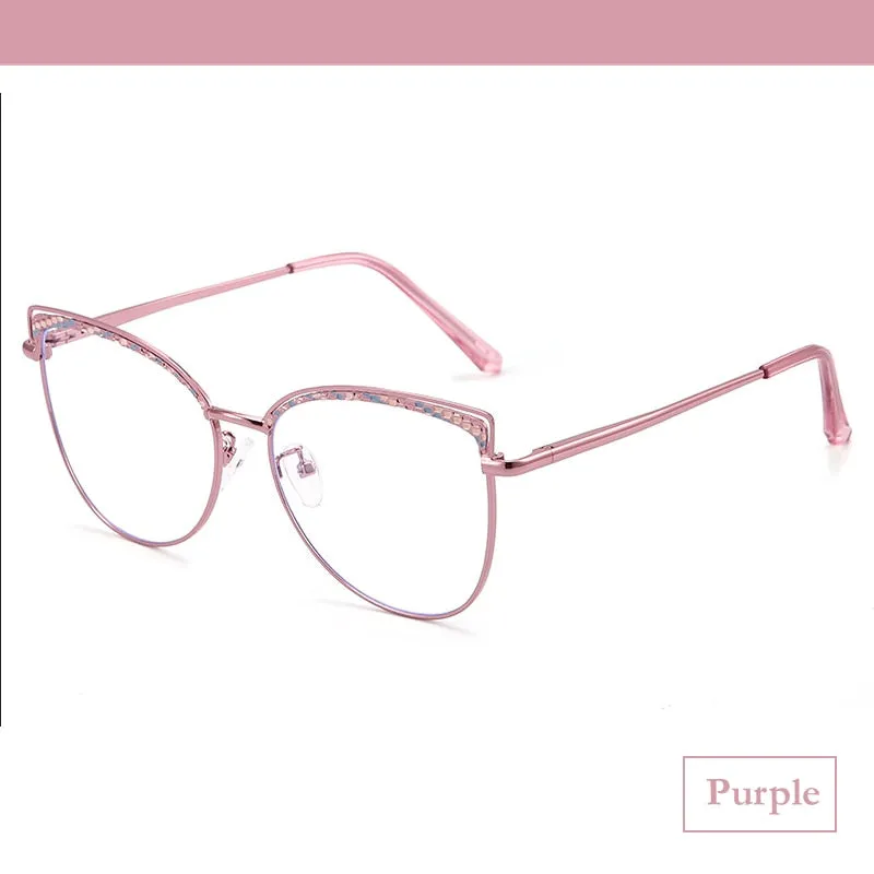 CCspace Women's Full Rim Square Cat Eye Alloy Eyeglasses 55938