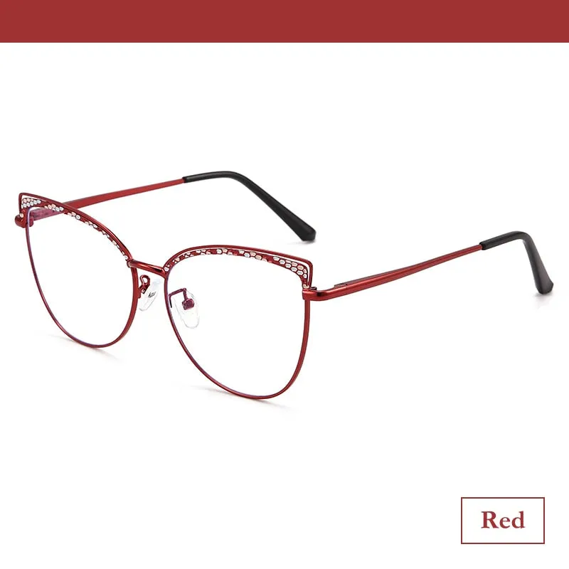 CCspace Women's Full Rim Square Cat Eye Alloy Eyeglasses 55938