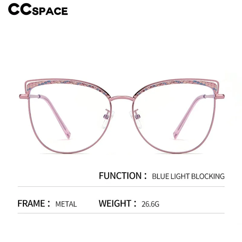 CCspace Women's Full Rim Square Cat Eye Alloy Eyeglasses 55938