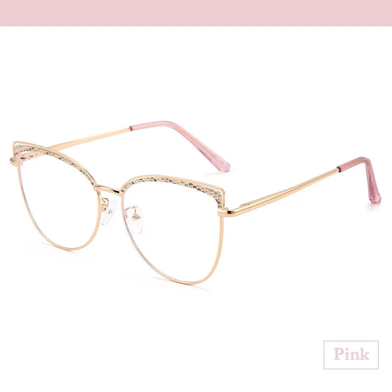 CCspace Women's Full Rim Square Cat Eye Alloy Eyeglasses 55938