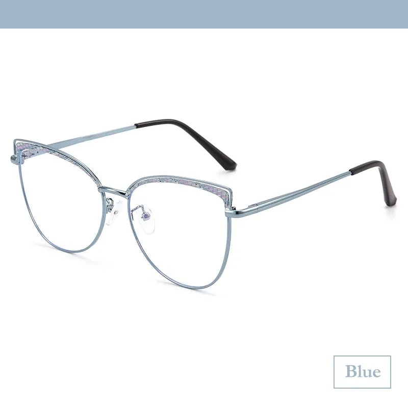 CCspace Women's Full Rim Square Cat Eye Alloy Eyeglasses 55938