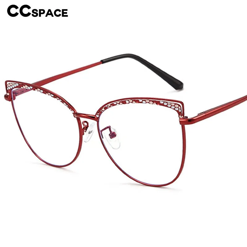 CCspace Women's Full Rim Square Cat Eye Alloy Eyeglasses 55938
