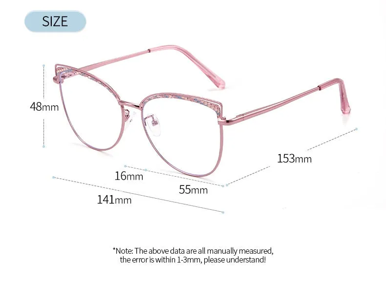 CCspace Women's Full Rim Square Cat Eye Alloy Eyeglasses 55938