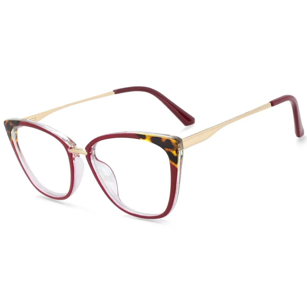 CCspace Women's Full Rim Square Cat Eye Tr 90 Titanium Eyeglasses 54077
