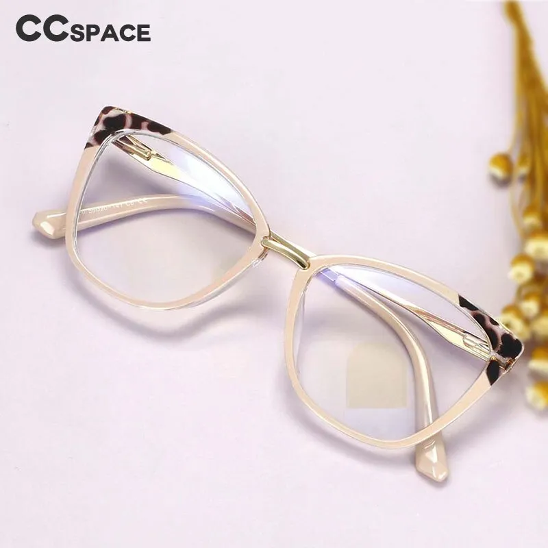 CCspace Women's Full Rim Square Cat Eye Tr 90 Titanium Eyeglasses 54077
